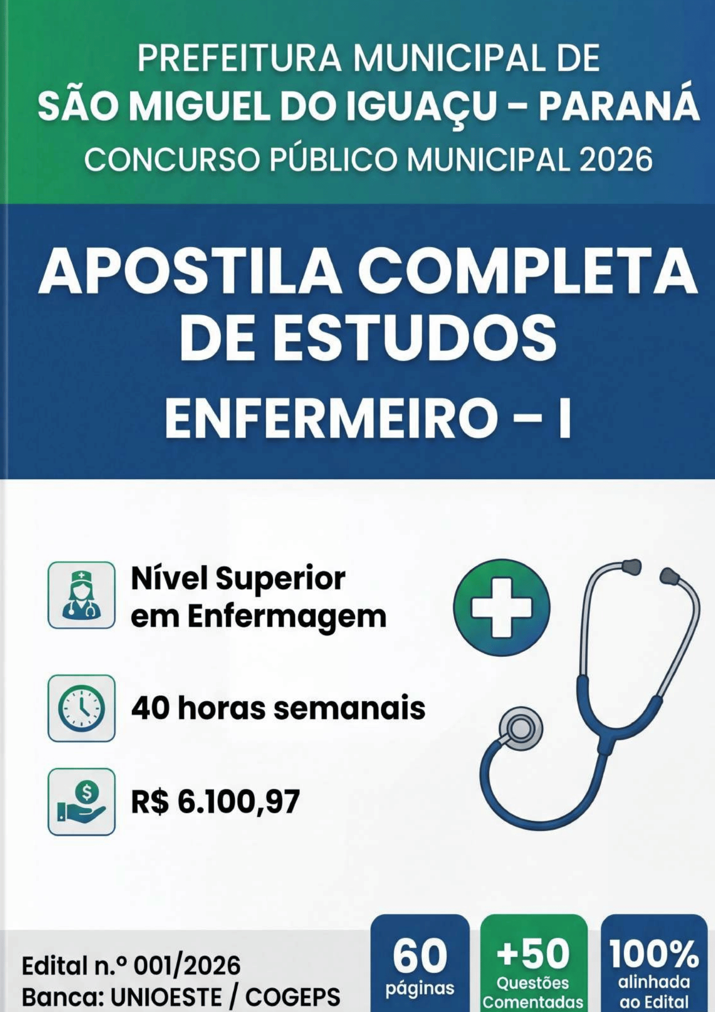 APOSTILA COMPLETA DE ESTUDOS ENFERMEIRO - Concurso Público São Miguel do Iguaçu - Pr